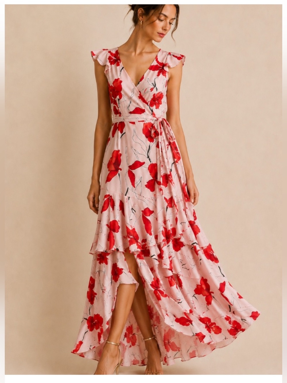 Anthropologie Hutch Floral Tiered Sienna Maxi Wedding Guest Dress Size M